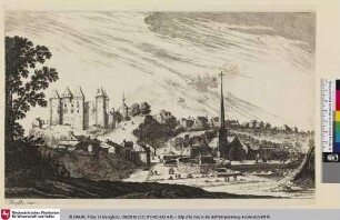 [Ansicht einer Stadt mit Schloss und Kirche]
