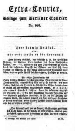 Extra-Courier, Beilage zum Berliner Courier No. 986