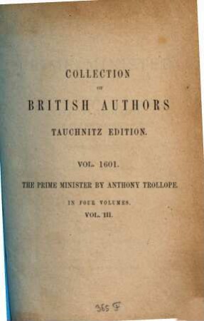 The Prime Minister : in 4 vol., 3