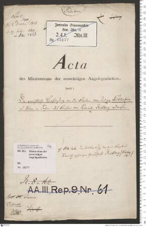 Gerichtliche Verfügung an die Fürsten von Liechtenstein in Wien in einer Klagesache des Fürsten von Kaunitz-Rietberg