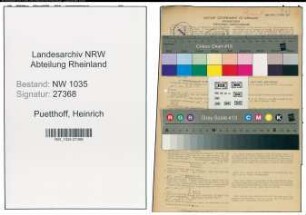 Entnazifizierung Heinrich Puetthoff , geb. 18.04.1884 (Steiger)