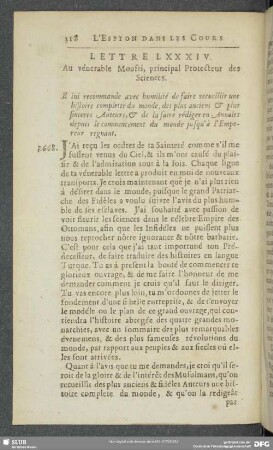 Lettre LXXXIV [i.e. LXXXV]. Au vénerable Moufti, principal Protecteur des Sciences