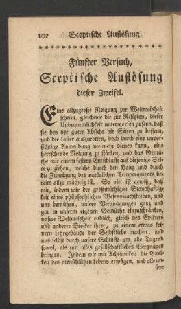 Fünfter Versuch, Sceptische Auflösung dieser Zweifel