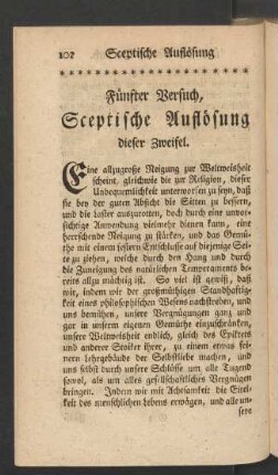 Fünfter Versuch, Sceptische Auflösung dieser Zweifel