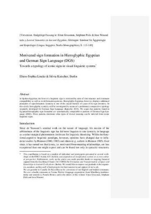 Motivated sign formation in Hieroglyphic Egyptian and German Sign Language (DGS). Towards a typology of iconic signs in visual linguistic systems