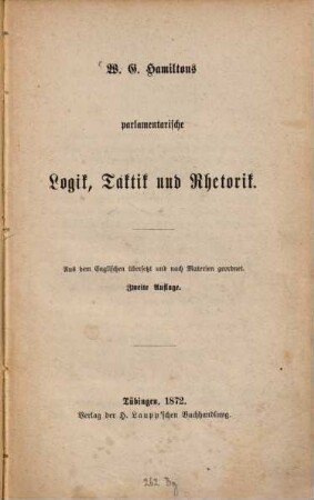 Parlamentarische Logik, Taktik und Rhetorik