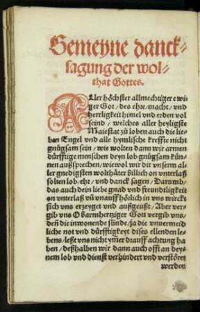 Gemeyne dancksagung der wolthat Gottes.