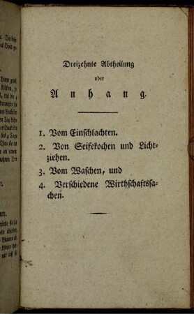 Dreizehnte Abtheilung oder Anhang.