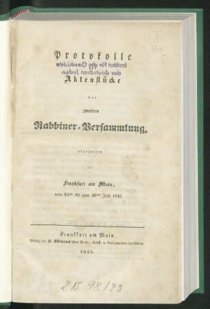 2.1845: Protokolle der ... Versammlung Deutscher Rabbiner