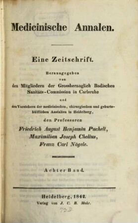 Medicinische Annalen. 8. 1842