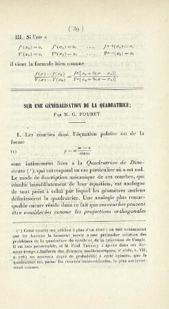 Sur une généralisation de la quadratrice.