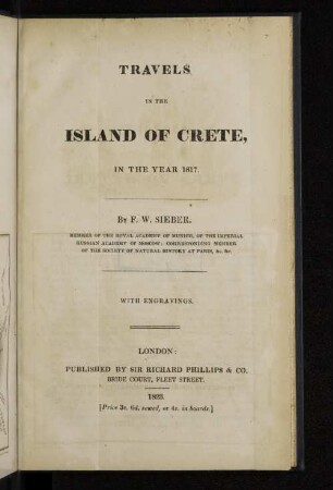 Travels in the Island of Crete, in the year 1817