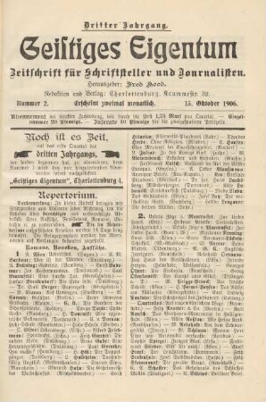 Nummer 2 (15. Oktober 1906)