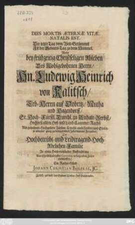 Dies Mortis Æternæ Vitæ Natalis Est.