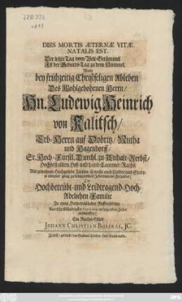 Dies Mortis Æternæ Vitæ Natalis Est.