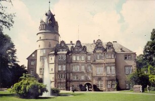 Residenzschloss mit Springbrunnen. Detmold. Schlossplatz. Papierabzug