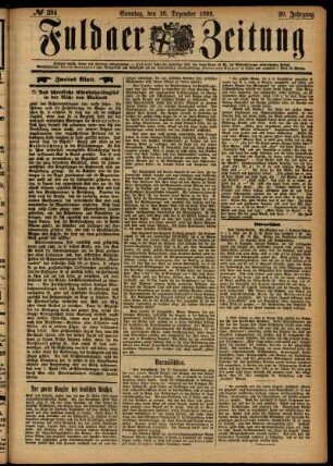 Zweite Ausgabe vom Sonntag, den 10. Dezember 1893.