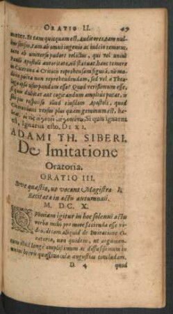 De Imitatione Oratoria. Oratio III.