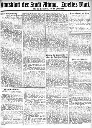 Nummer 24. Zweites Blatt. : Sonnabend, den 12. Juni 1926