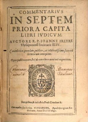 Commentarius in septem priora capita libri Iudicum