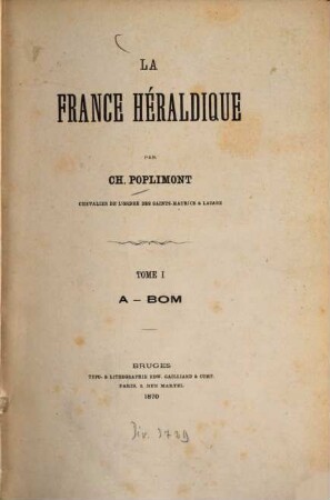 La France héraldique par Ch. Poplimont, 1