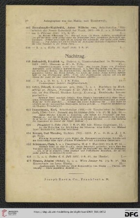 Nachtrag (Nr. 609 - 617)