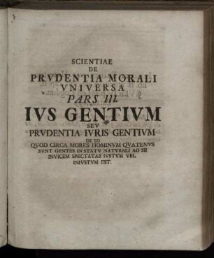 Pars III. Ius Gentium