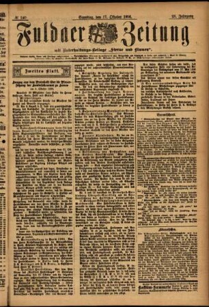 Zweite Ausgabe vom Samstag, den 17. Oktober 1896.