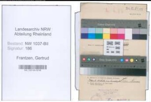 Entnazifizierung Gertrud Frantzen , geb. 08.02.1899 (Lehrerin)