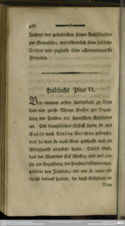 Habsucht Pius VI.