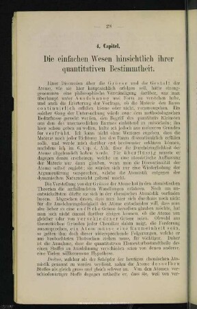 4. Capitel. Die einfachen Wesen hinsichtlich ihrer quantitativen Bestimmtheit