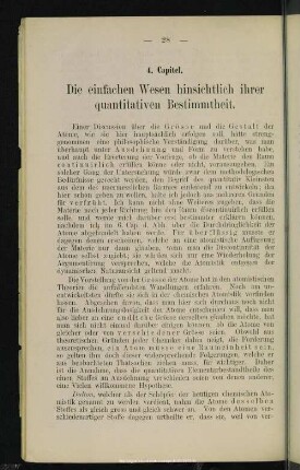 4. Capitel. Die einfachen Wesen hinsichtlich ihrer quantitativen Bestimmtheit