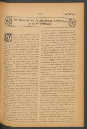 El turismo en la República Argentina y en el Uruguay