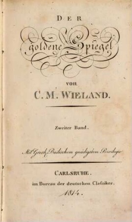 C. M. Wielands sämmtliche Werke. 7. - Theil 2. - 1814. - 307 S.