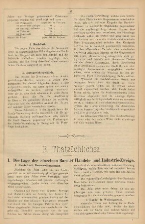 I. Die Lage der einzelnen Barmer Handels- und Industrie- Zweige.