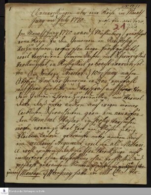 Reisetagebuch von Heinrich Melchior Mühlenberg.