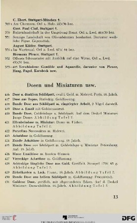 Dosen und Miniaturen usw. (Nr. 416-460)