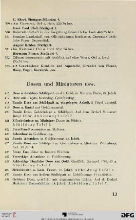 Dosen und Miniaturen usw. (Nr. 416-460)