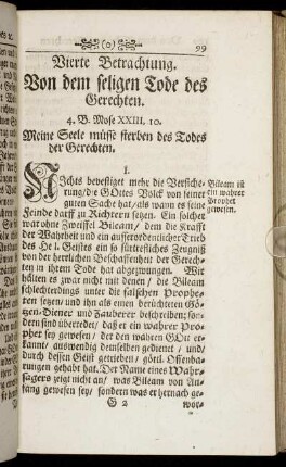 Vierte Betrachtung. Von dem seligen Tode des Gerechten