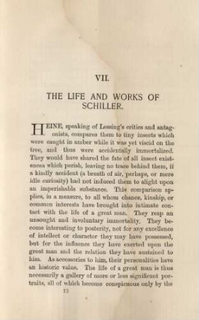 VII. The life and works of Schiller.