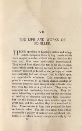 VII. The life and works of Schiller.