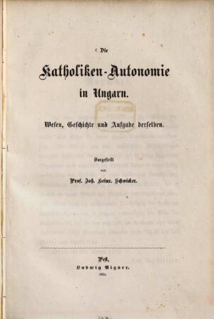 Die Katholiken-Autonomie in Ungarn