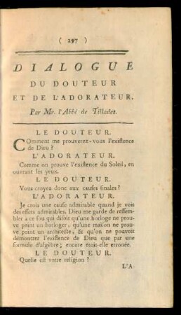 Dialogue Du Douteur Et De L'Adourateur