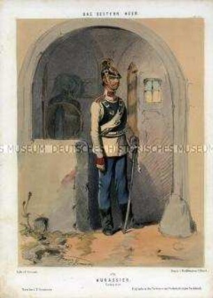 Uniformdarstellung, Gemeiner des Kürassier-Regiments, Österreich, 1848/1854. Tafel 126 aus: Gerasch: Das Oesterreichische Heer.