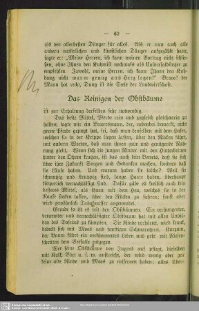 Das Reinigen der Obstbäume