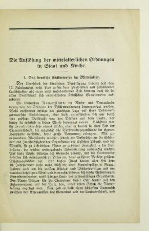 Die Auflösung der mittelalterlichen Ordnungen in Staat und Kirche