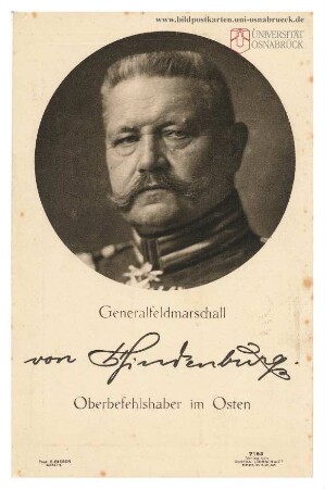 Generalfeldmarschall von Hindenburg, Oberbefehlshaber im Osten