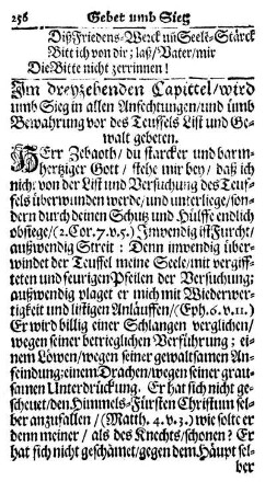 Im dreyzehenden Capittel/ wird umb Sieg in allen Anfechtungen/ und umb Bewahrung vor des Teuffels List und Gewalt gebeten.