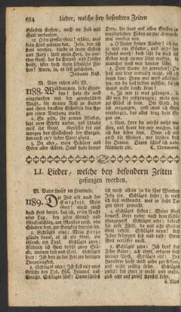 LI. Lieder, welche bey besondern Zeiten gesungen werden.