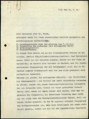 Anschreiben; Hans von Schoenebeck an Walther Wrede